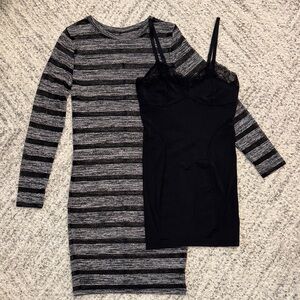 H&M Black and Gray Textured Top